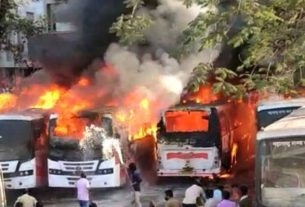 Six Shivshahi buses caught fire in ST bus depot in Satara