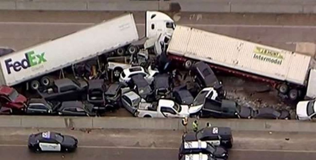 130 cars collided in a massive accident in america