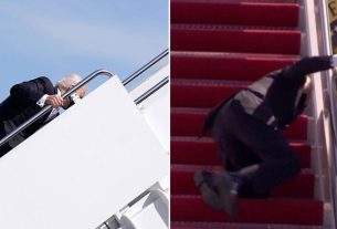 President Joe Biden lost his footing while climbing up the steps to Air Force One