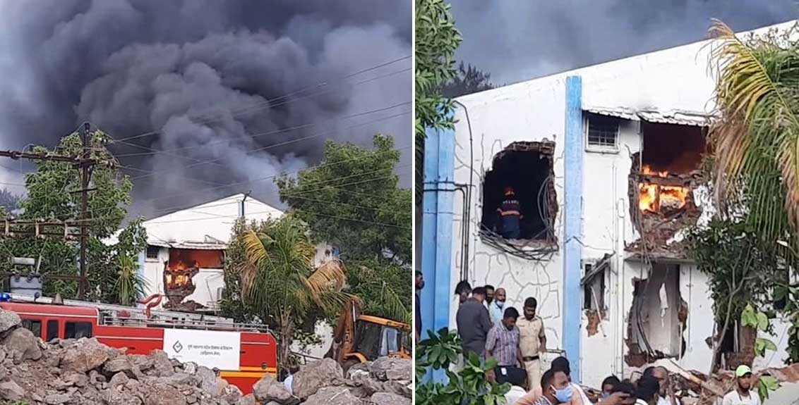 pune sanitizer factory fire accident update 20 workers stuck rescue operation underway