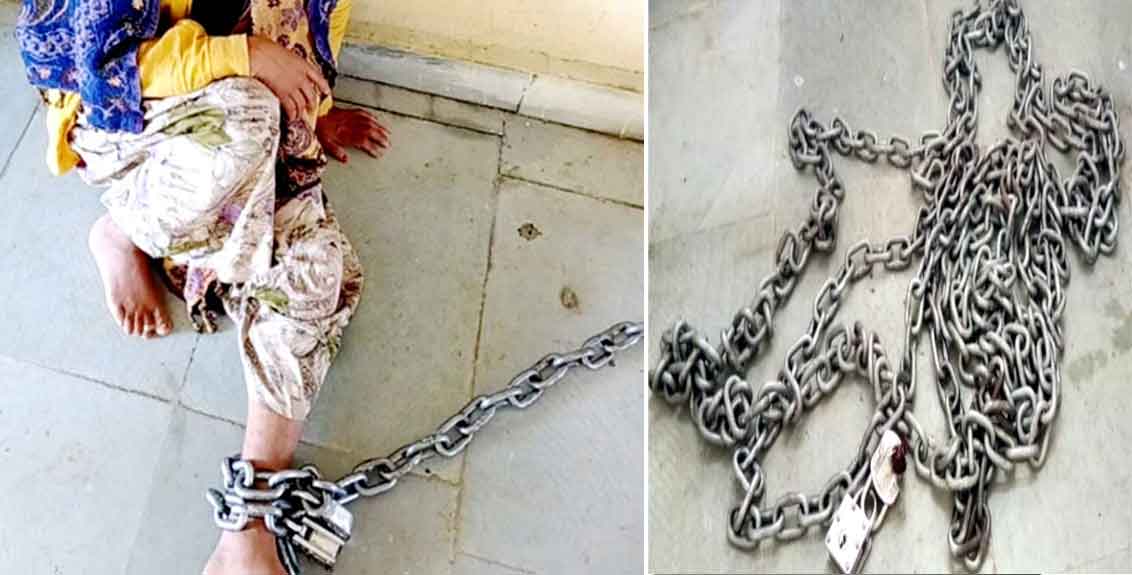 woman tied to chain in allegation of infidelity