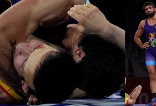 tokyo olympics wrestler ravi kumar dahiya bitten by nurislam sanayev