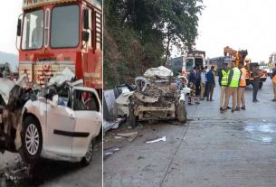 mumbai pune expressway accident 4 died on the spot