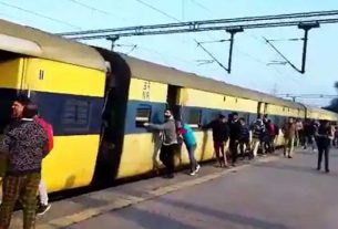 Saharanpur delhi train fire passengers pushed train video