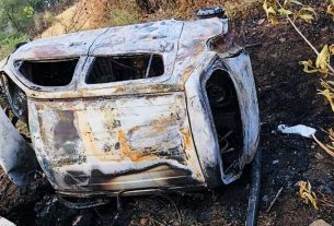 Accident in Rajnandgaon, five people of family burnt alive due to fire in car