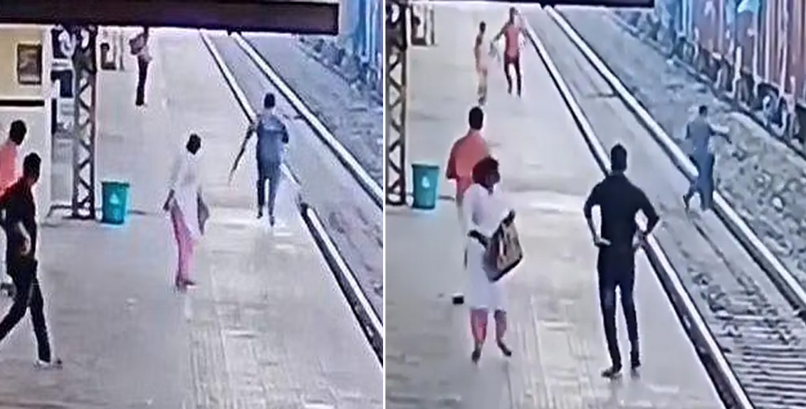 Railway staff’s daring act :Satish Kumar jumped on railway track to save a life