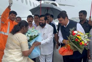 Presidential candidate Draupadi Murmu arrives in Mumbai