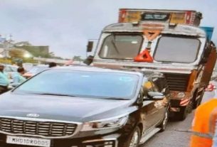 Truck Hits BJP MLA Nitesh Rane Car On Mumbai-Pune Expressway