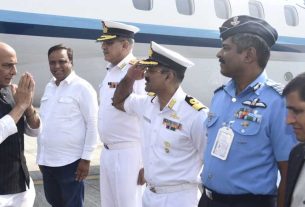 Arrival of Defense Minister Rajnath Singh in Mumbai