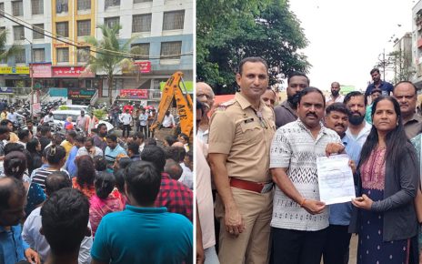 Bhupendra More leading a citizen roadblock protest in Narhe, Pune demanding PMC action on potholes, drainage, and basic civic issues